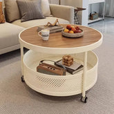 Transparent Glass Modern Side Table Industrial Simple Storage Round Mobile Coffee Table White Nordic Mesa Furniture Home