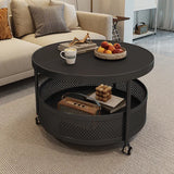 Transparent Glass Modern Side Table Industrial Simple Storage Round Mobile Coffee Table White Nordic Mesa Furniture Home