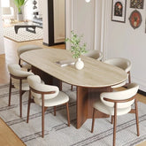 Medieval style solid wood rock slab dining table and chair combination small apartment household French retro oval new dining ta