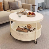 Transparent Glass Modern Side Table Industrial Simple Storage Round Mobile Coffee Table White Nordic Mesa Furniture Home