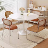 Restaurant household small apartment dining table modern simple white round table Nordic rock slab dining table