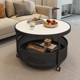 Transparent Glass Modern Side Table Industrial Simple Storage Round Mobile Coffee Table White Nordic Mesa Furniture Home