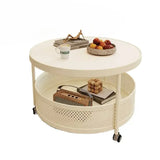 Transparent Glass Modern Side Table Industrial Simple Storage Round Mobile Coffee Table White Nordic Mesa Furniture Home