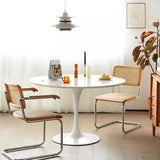 Restaurant household small apartment dining table modern simple white round table Nordic rock slab dining table