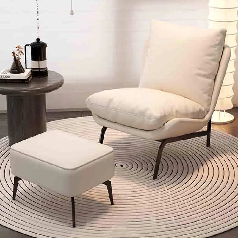 Upholstered Single Sofa Lounge Leisure Armless Lazy Chair Comfy Accent Chair for Living Room Bedroom Reading Room Recliner