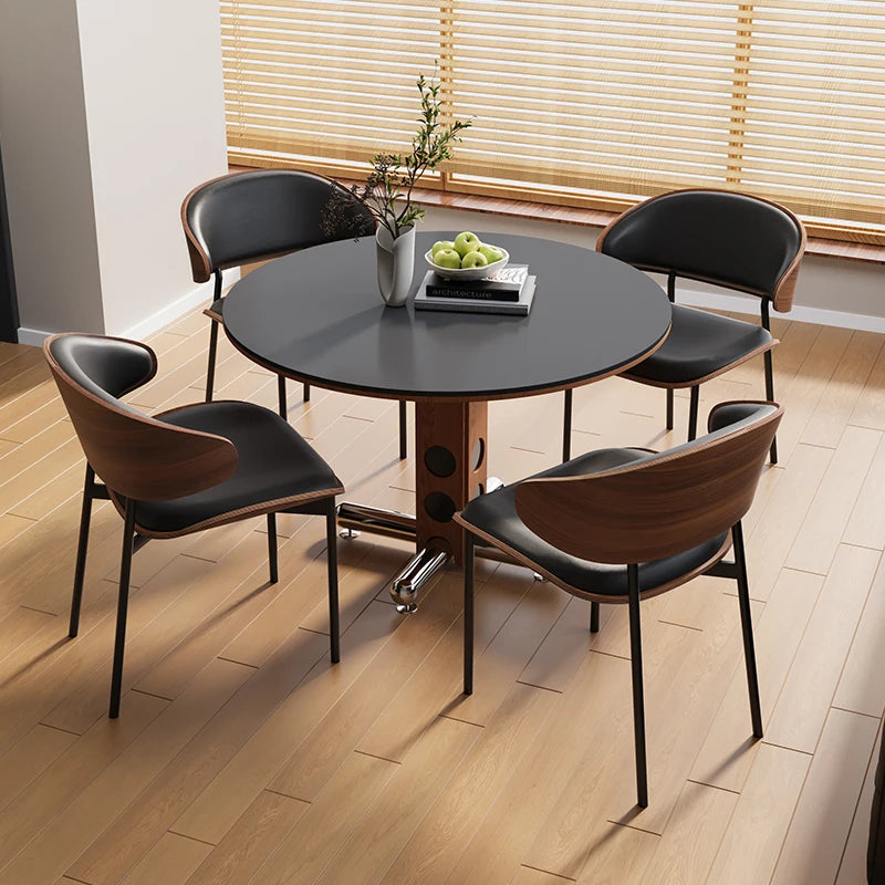 New High-end Home Round Table Home Antique Style Round Wood Slate Dining Table  Hermoso Y Elegante Dining Room Furniture