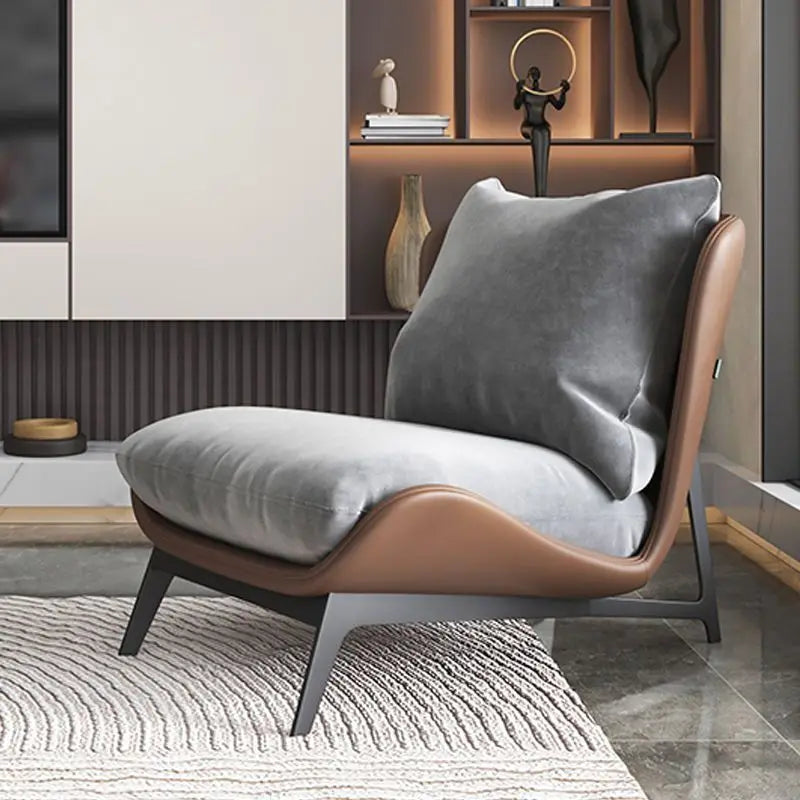 Upholstered Single Sofa Lounge Leisure Armless Lazy Chair Comfy Accent Chair for Living Room Bedroom Reading Room Recliner