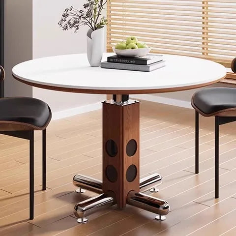 New High-end Home Round Table Home Antique Style Round Wood Slate Dining Table  Hermoso Y Elegante Dining Room Furniture