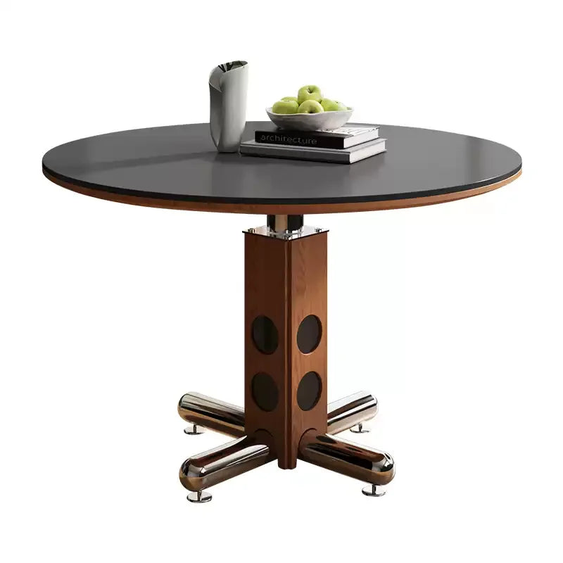 New High-end Home Round Table Home Antique Style Round Wood Slate Dining Table  Hermoso Y Elegante Dining Room Furniture