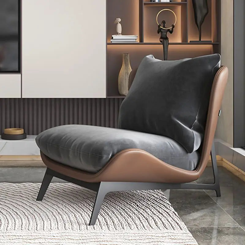 Upholstered Single Sofa Lounge Leisure Armless Lazy Chair Comfy Accent Chair for Living Room Bedroom Reading Room Recliner