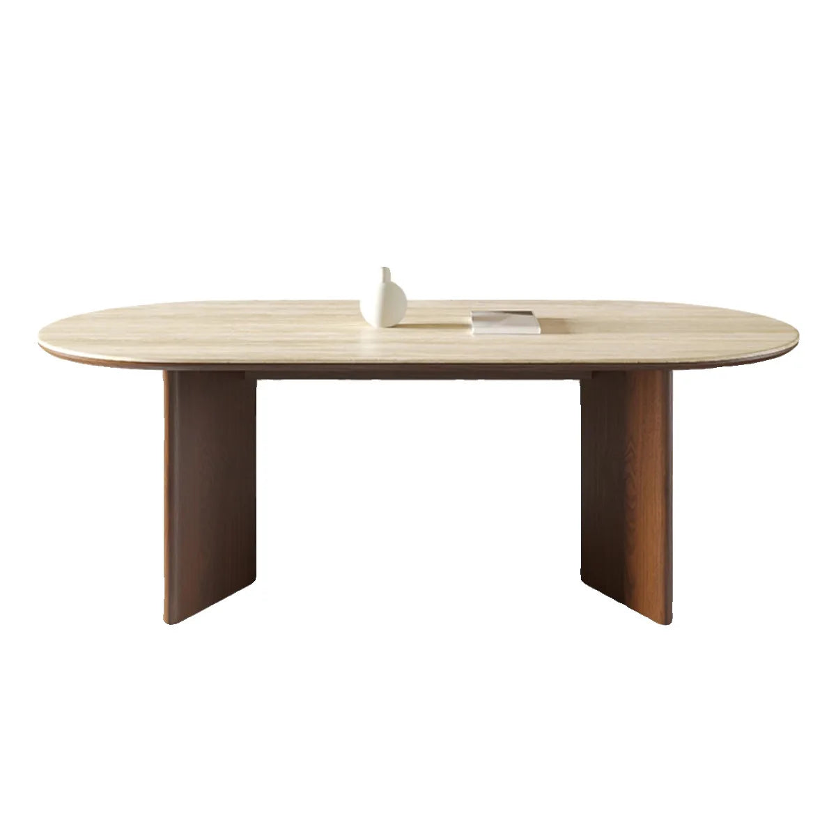 Medieval style solid wood rock slab dining table and chair combination small apartment household French retro oval new dining ta