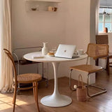 Restaurant household small apartment dining table modern simple white round table Nordic rock slab dining table