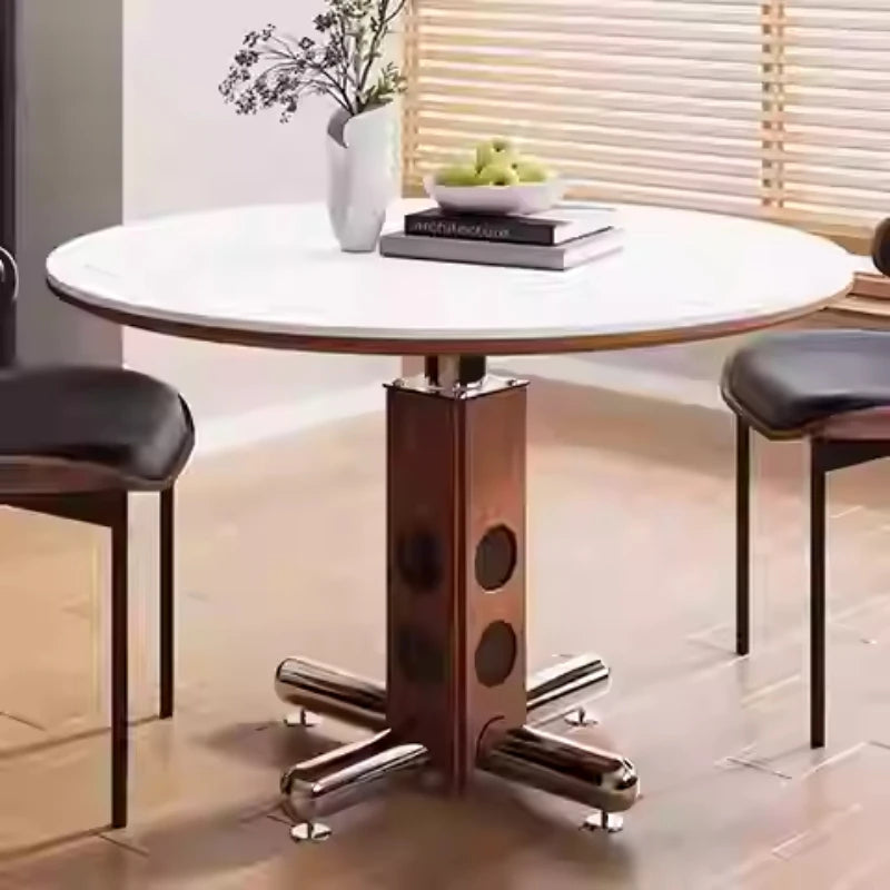 New High-end Home Round Table Home Antique Style Round Wood Slate Dining Table  Hermoso Y Elegante Dining Room Furniture
